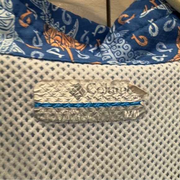 Columbia Super Slack Tide Camp Fishing Shirt M Blue Orange - Picture 6 of 11